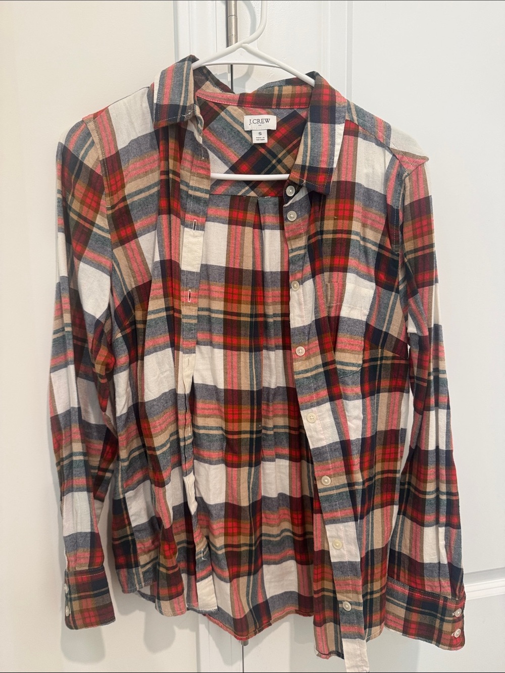 J. Crew Red and Cream Plaid Button-Down Shirt